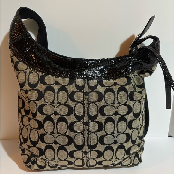 Coach CC signature print canvas Black and Tan crossbody Bag - Picture 3 of 6